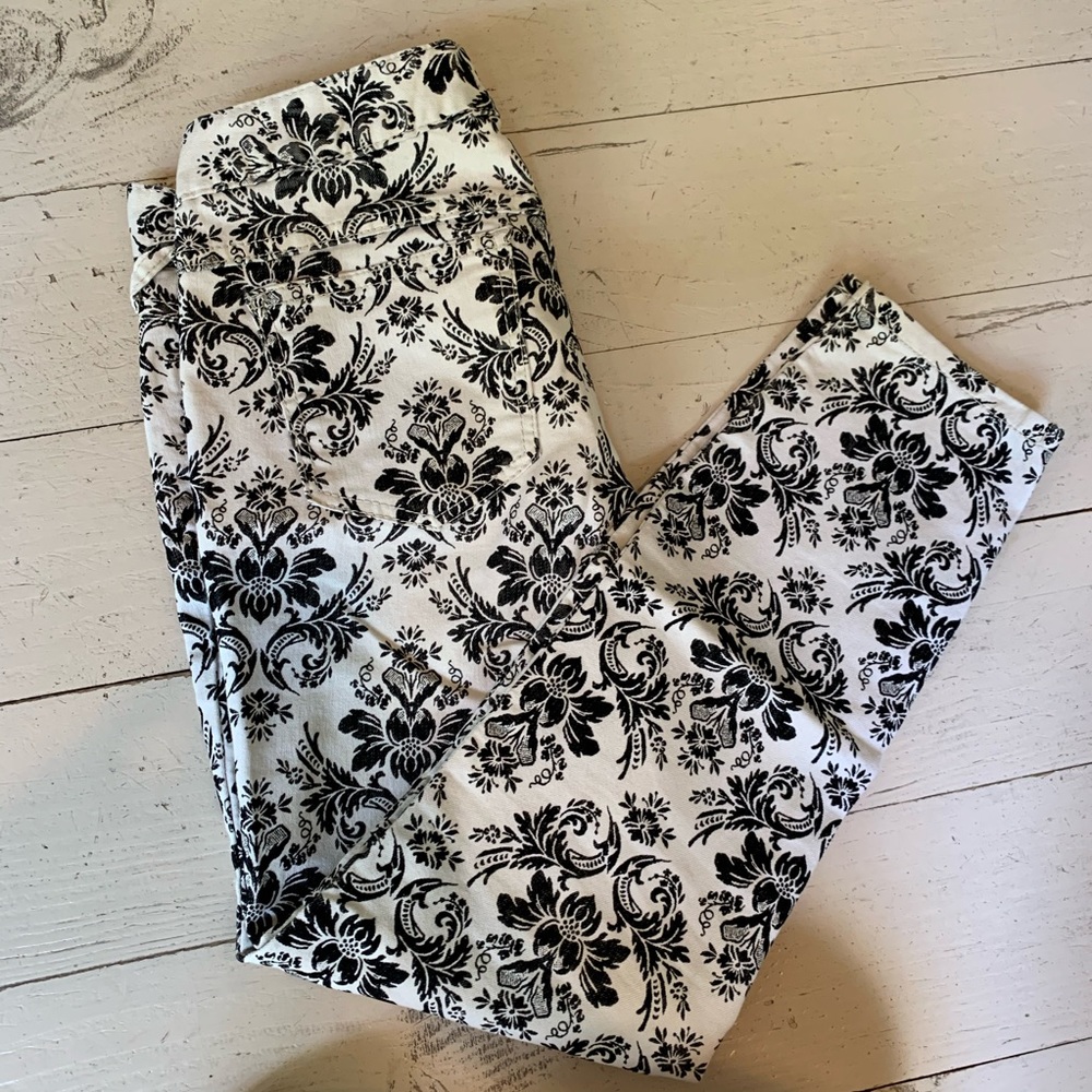 White & Black Free People Paisley Ankle Jean 27